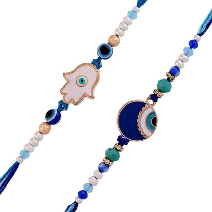 trueBrowns X Voylla Pack Of 2 Evil Eye Hamsa Charms Men's Rakhis