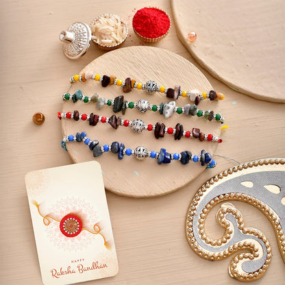 trueBrowns X Voylla Pack Of 4 Men's Beaded Colourful Rakhis