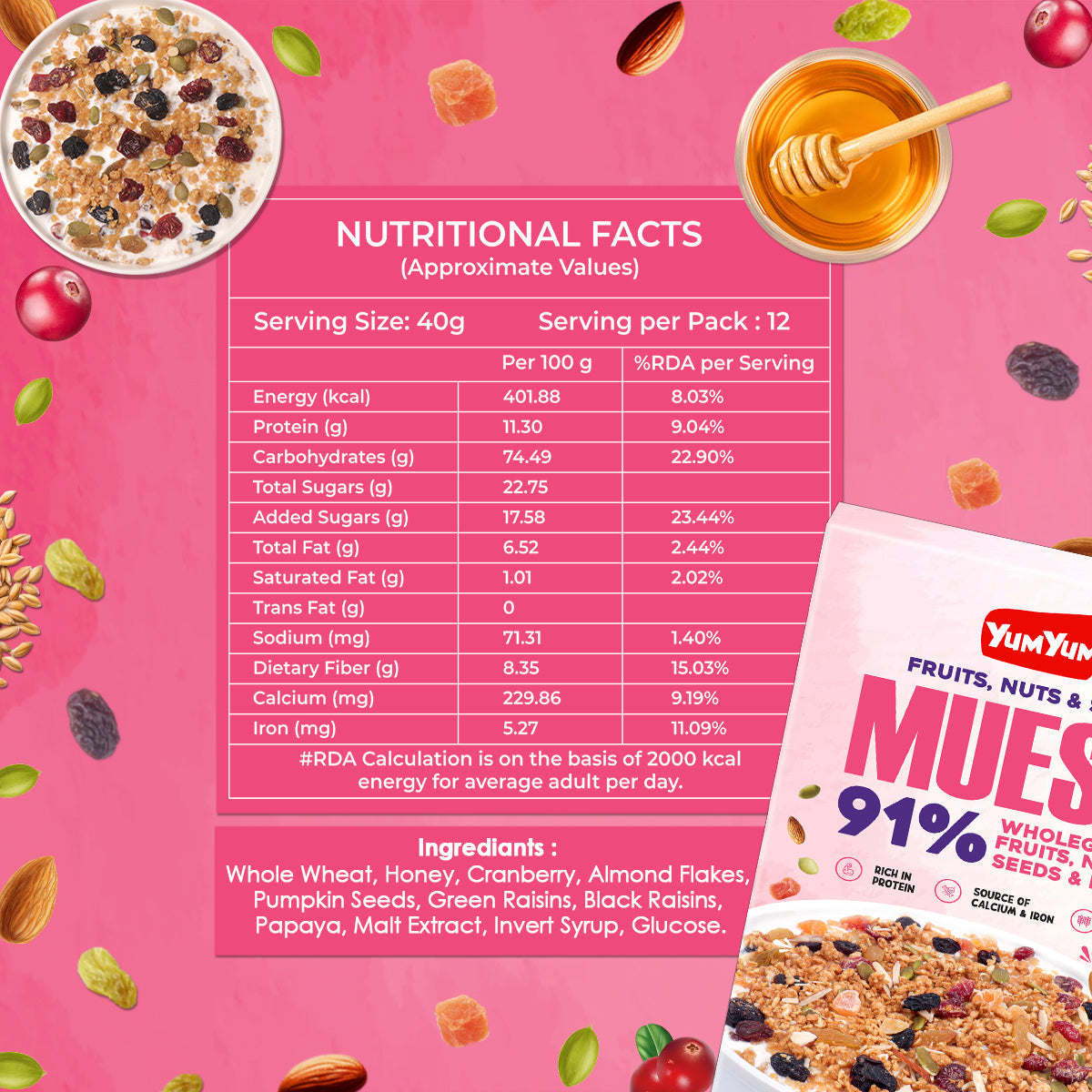 Yum Yum Fruits, Nuts & Seeds Honey Muesli Box