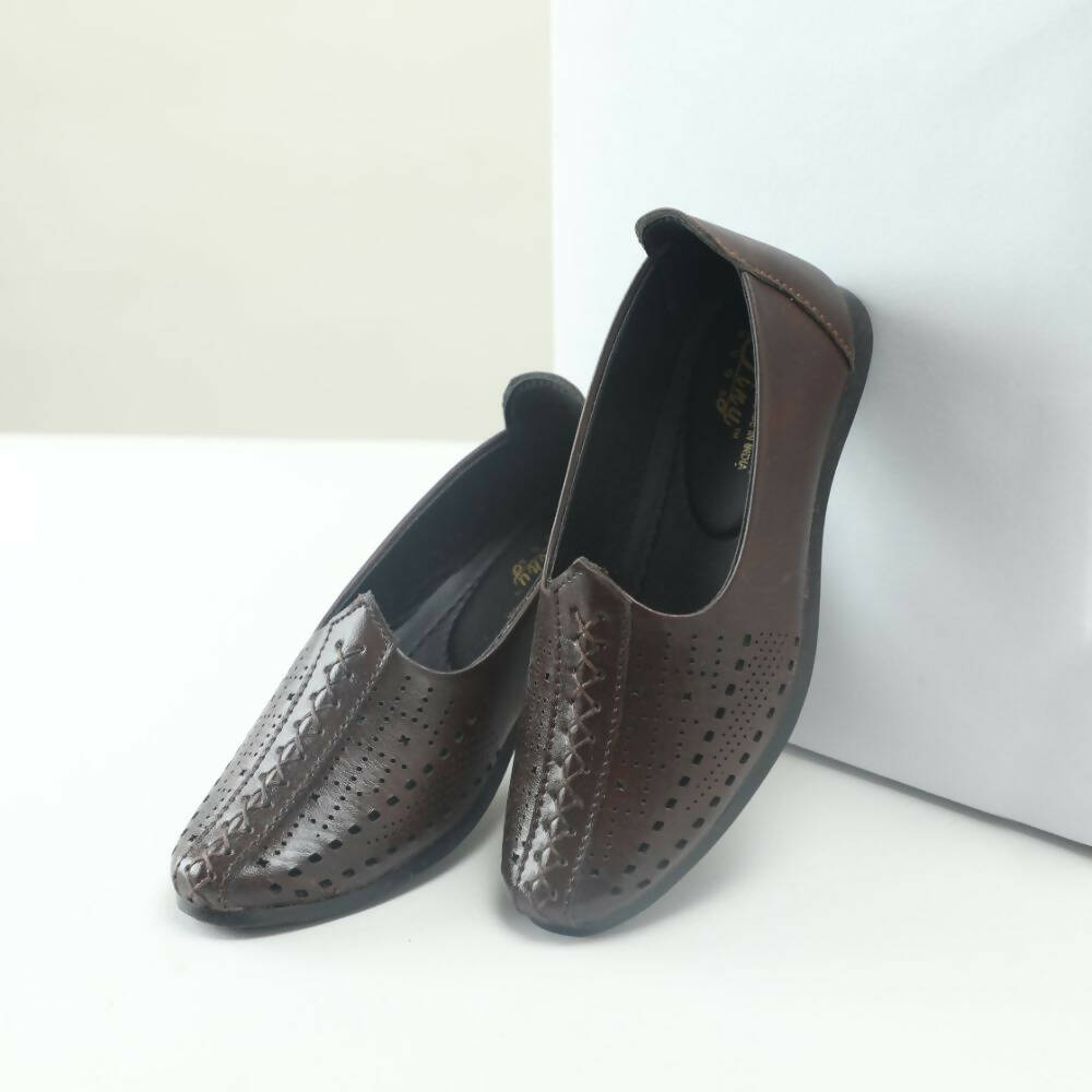 Tiny Bugs Boys Party & Ethnic Wear Mojari - Dark Brown