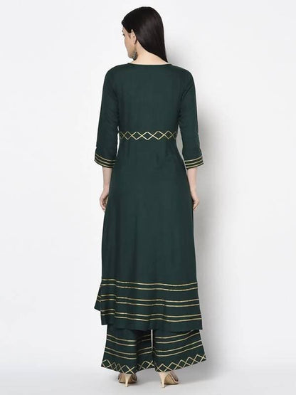 Aniyah Rayon Bottle Green Color Anarkali Palazzo Set (AN-204K)