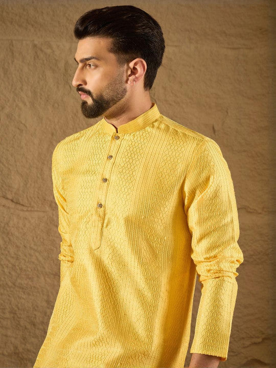 Anouk Men Embroidered Kurta Yellow