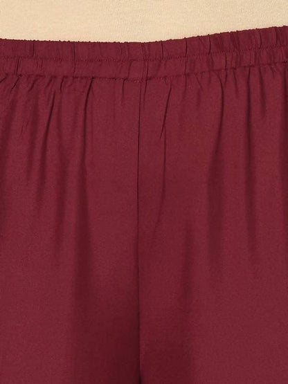 Aniyah Rayon Maroon Color Block Print Flared Slip-On Palazzo (AN-183K)