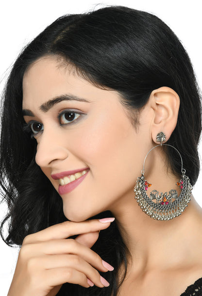 Mominos Fashion Johar Kamal Peacock Design Chandbali Earrings