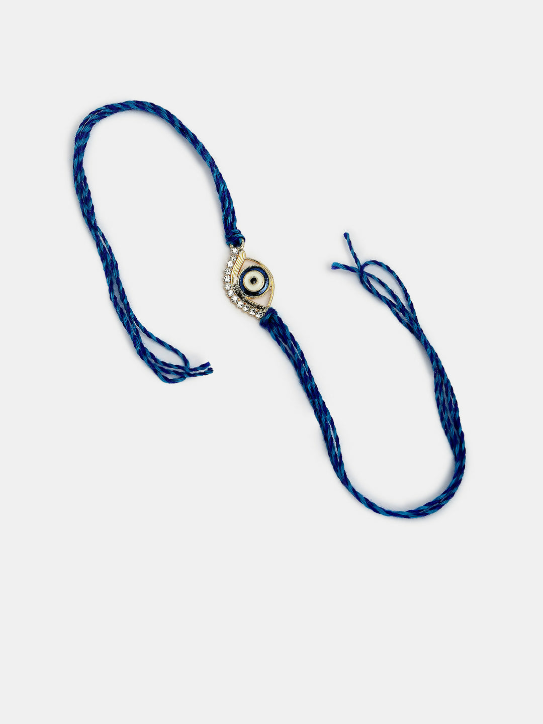 NVR Women & Men Set of 2 Blue Evil Eye Bhaiya Bhabhi Rakhi Set With Roli Chawal