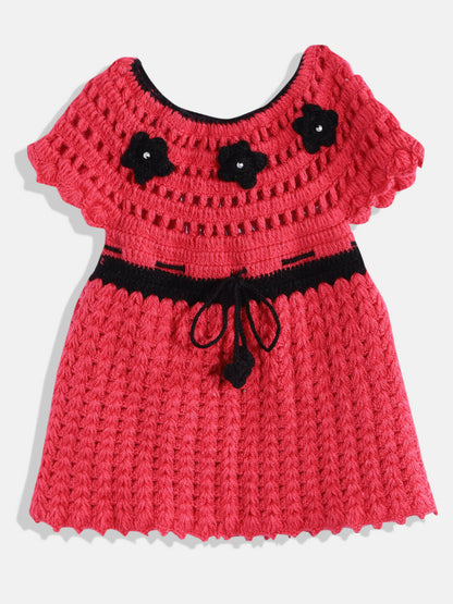 ChutPut Hand knitted Crochet Wool Queen Dress - Pink