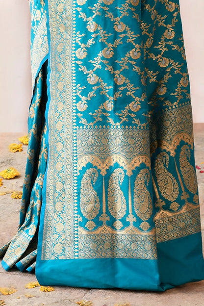 Joban Fashion Aqua Soft Pure Handloom Banarasi Silk Saree