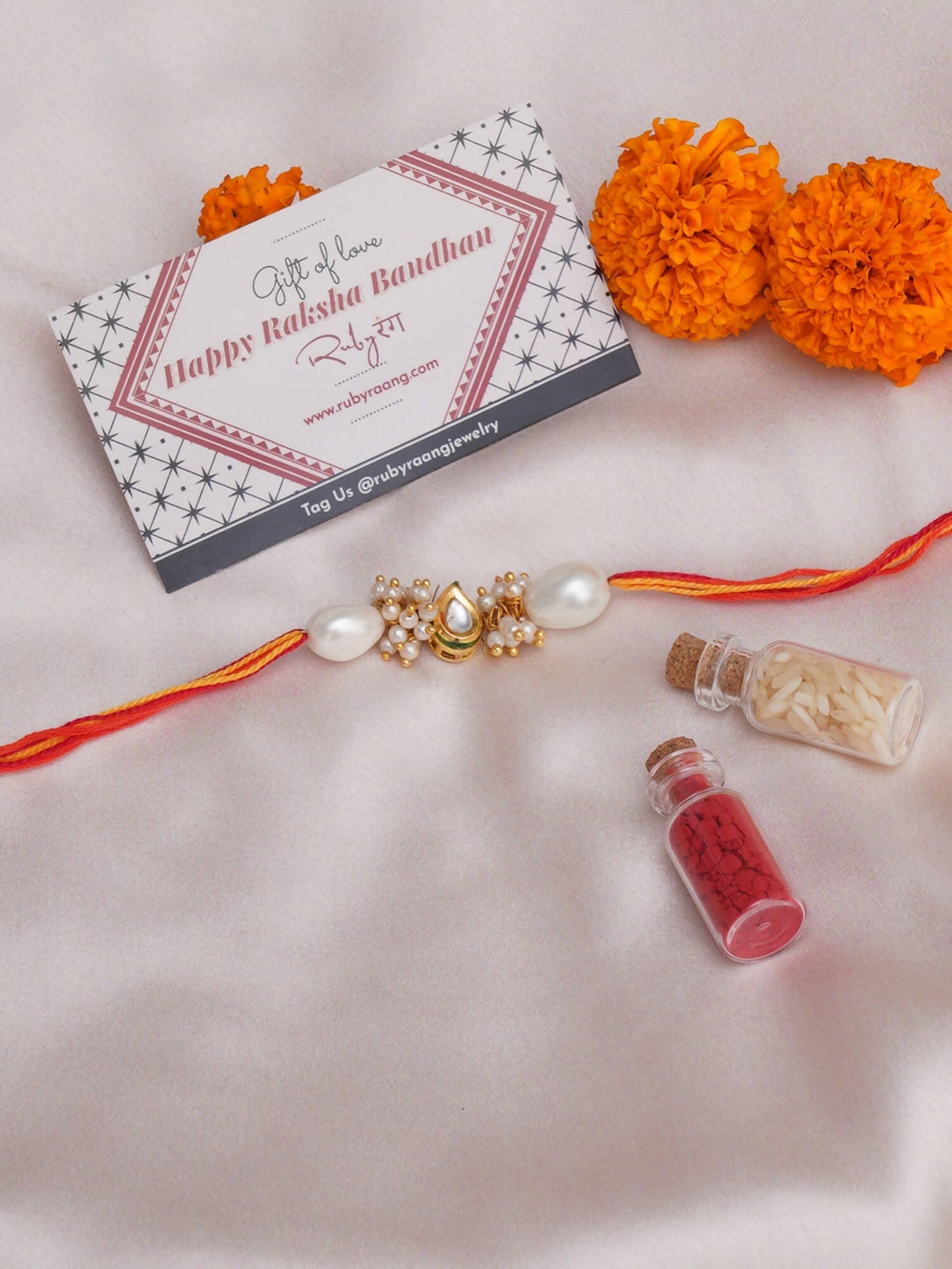 Designer kundan Rakhi - Ruby Raang