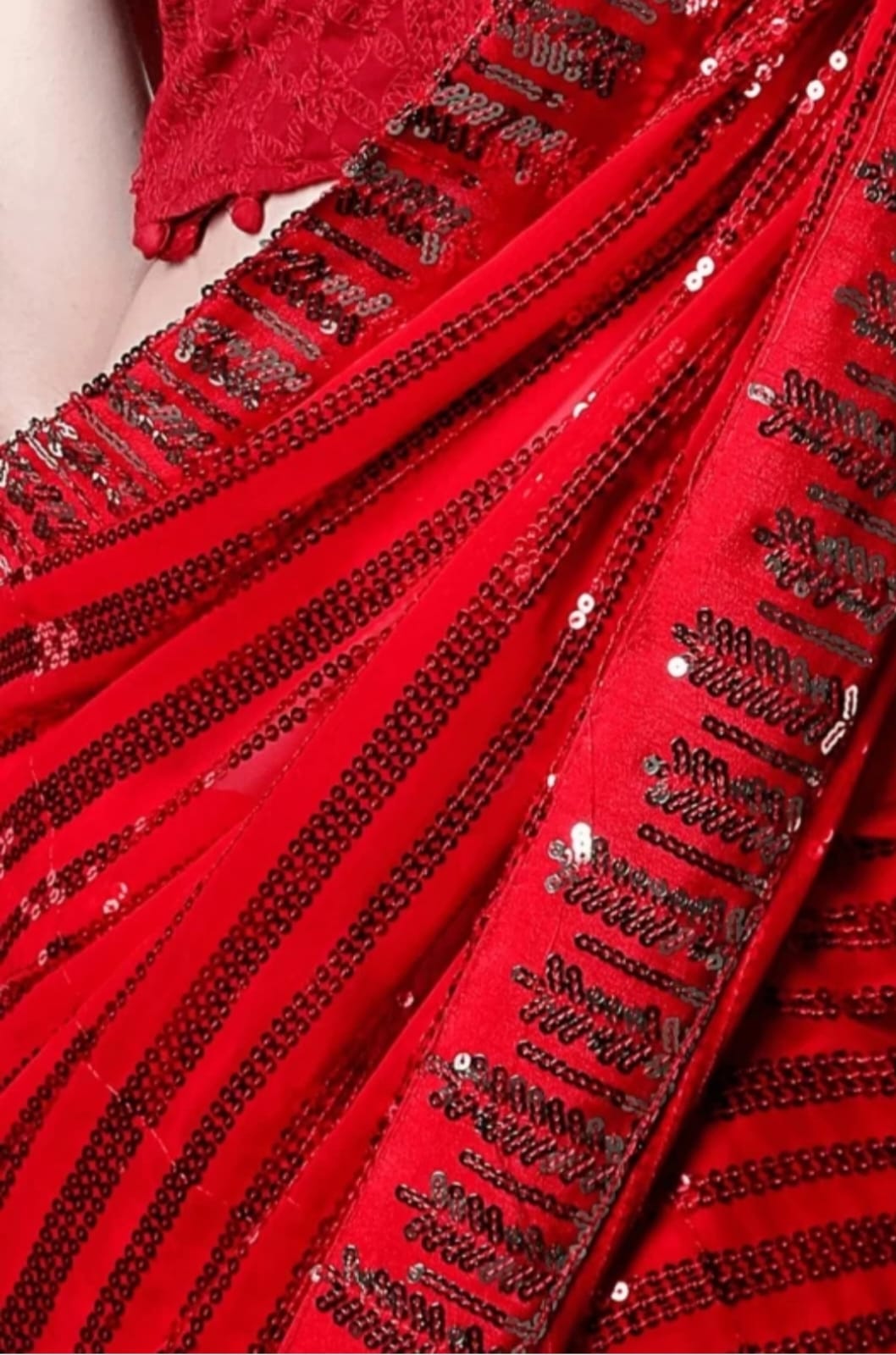 Vamika Embroidery Red Georgette Bollywood Saree