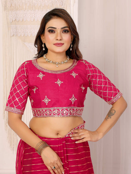 Vedant Vastram Georgette Embroidered & Sequin work Bollywood Fancy Saree - Pink