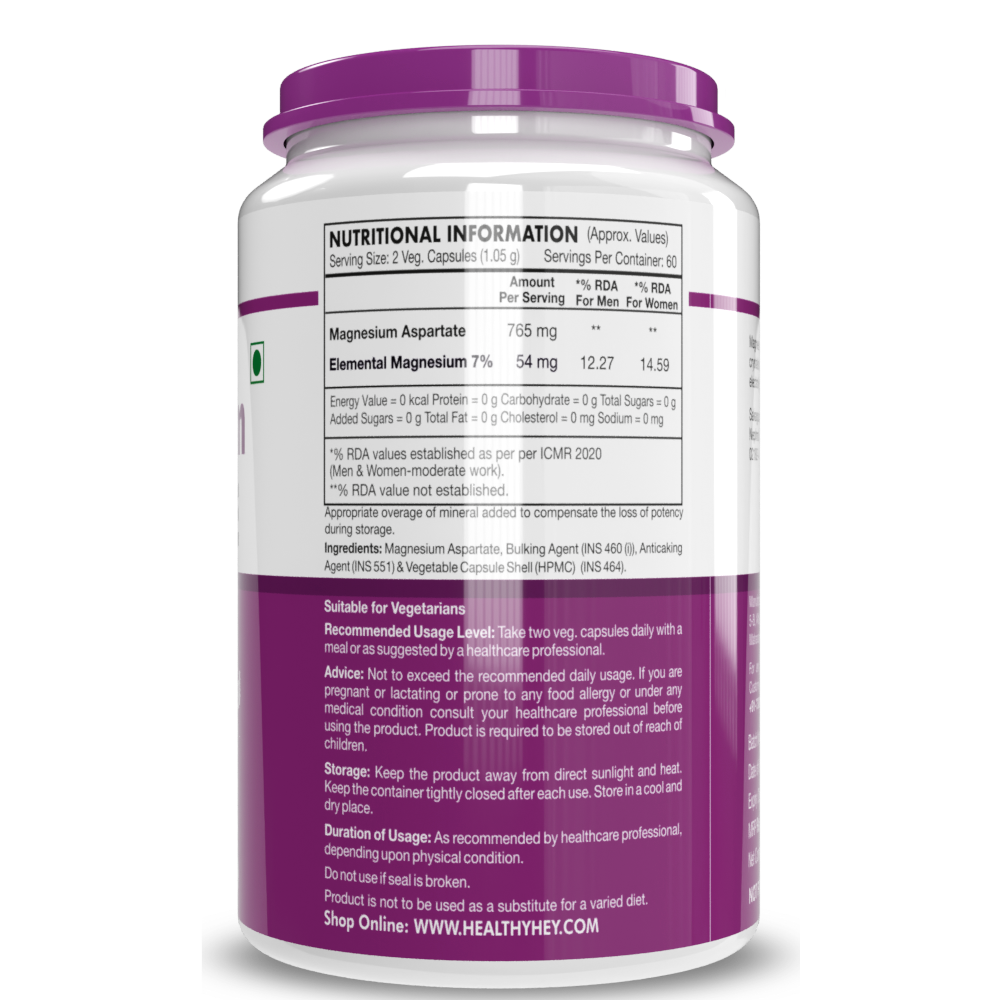 Healthyhey Magnesium Aspartate - 120 Capsules