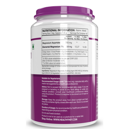 Healthyhey Magnesium Aspartate - 120 Capsules