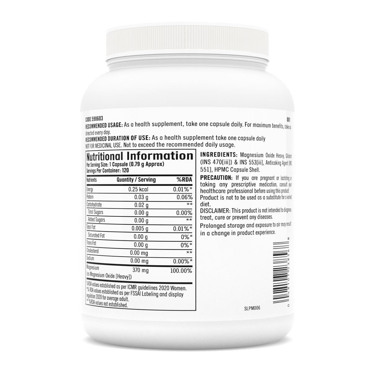 GNC Magnesium Vegetarian Tablets 370 mg - 120 Tabs