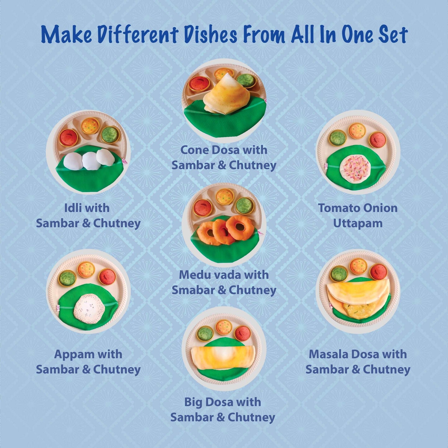 The Small Wonderland Mahabali set-33 Piece Set south Indian food inspired pretend play food set