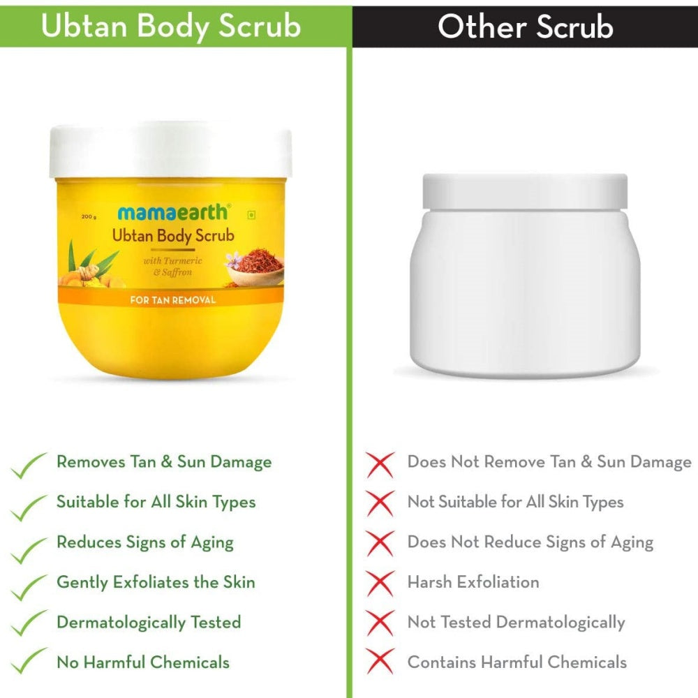 Mamaearth Ubtan Body Scrub with Saffron for Tan Removal - 200 gms