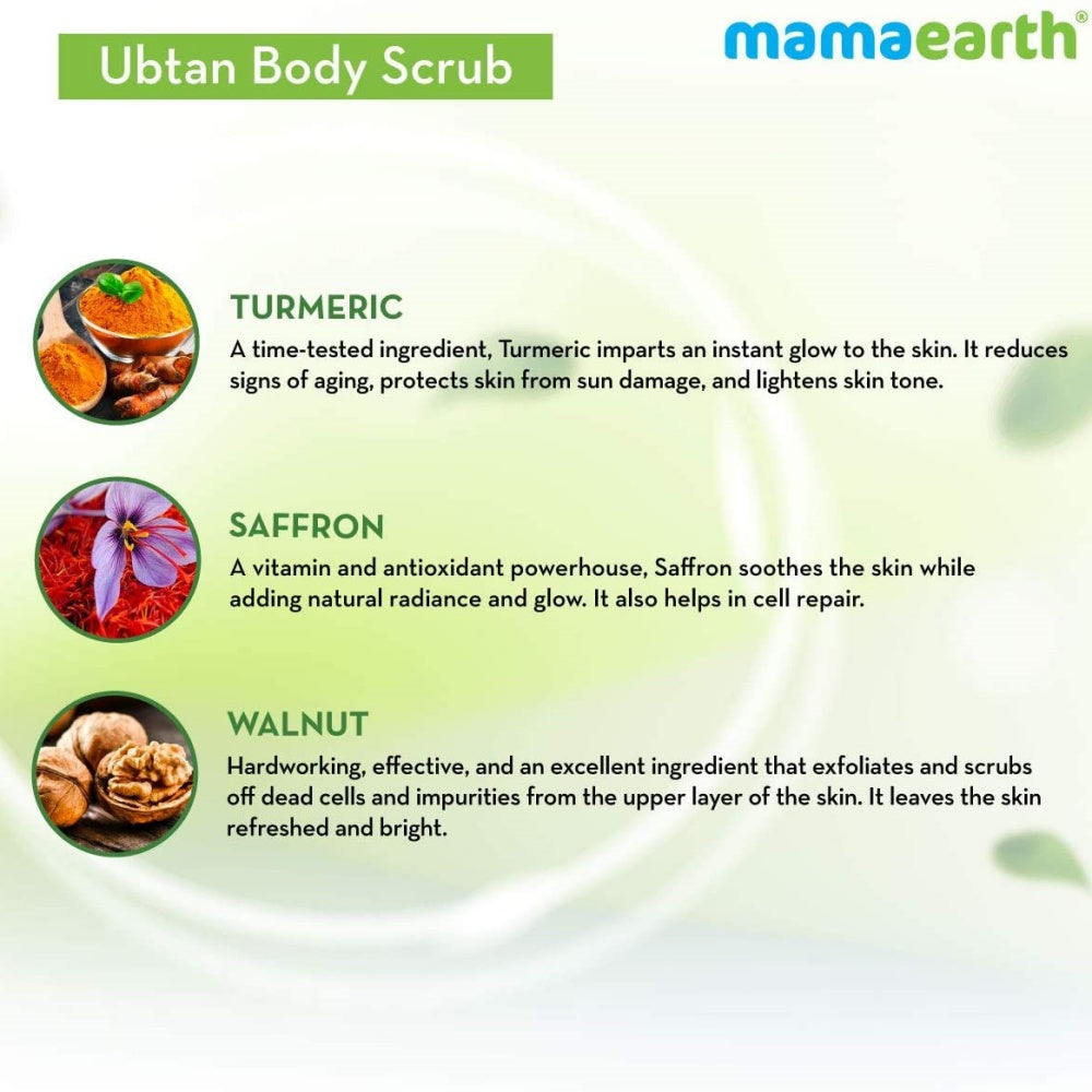 Mamaearth Ubtan Body Scrub with Saffron for Tan Removal - 200 gms