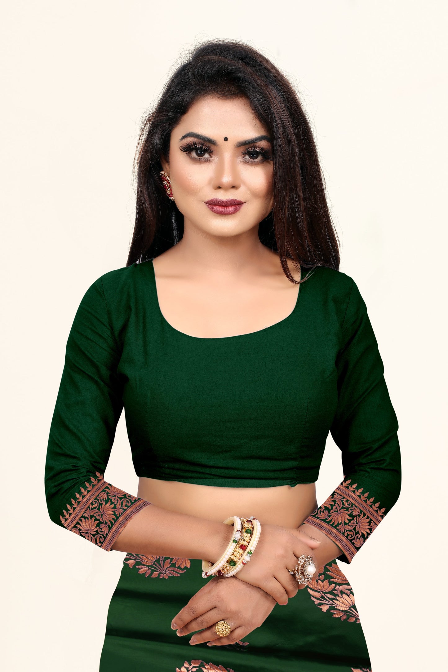 Vedant Vastram Litchi Silk Designer Banarasi Saree - Green