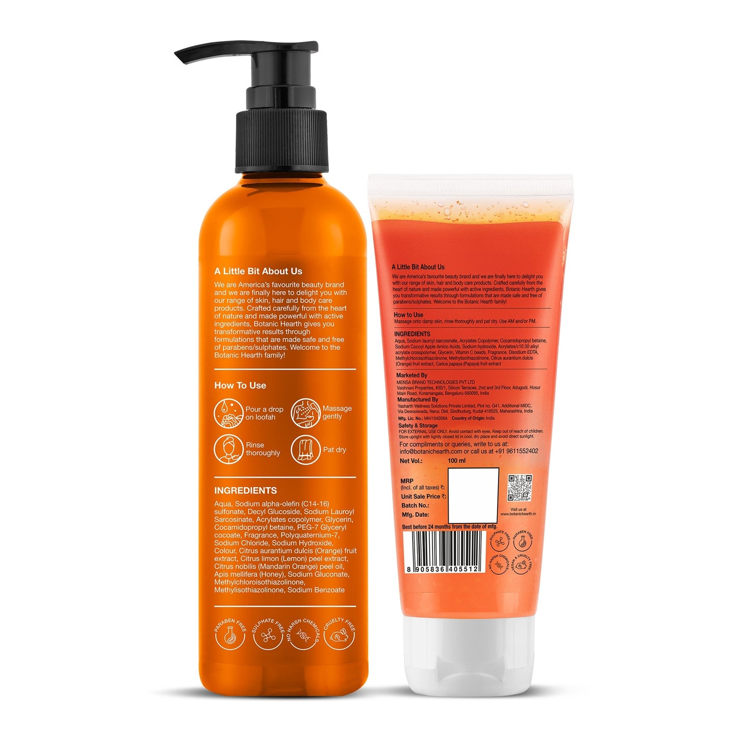 Botanic Hearth Mandarin Orange Bodywash & Papaya Vitamin-E Facewash