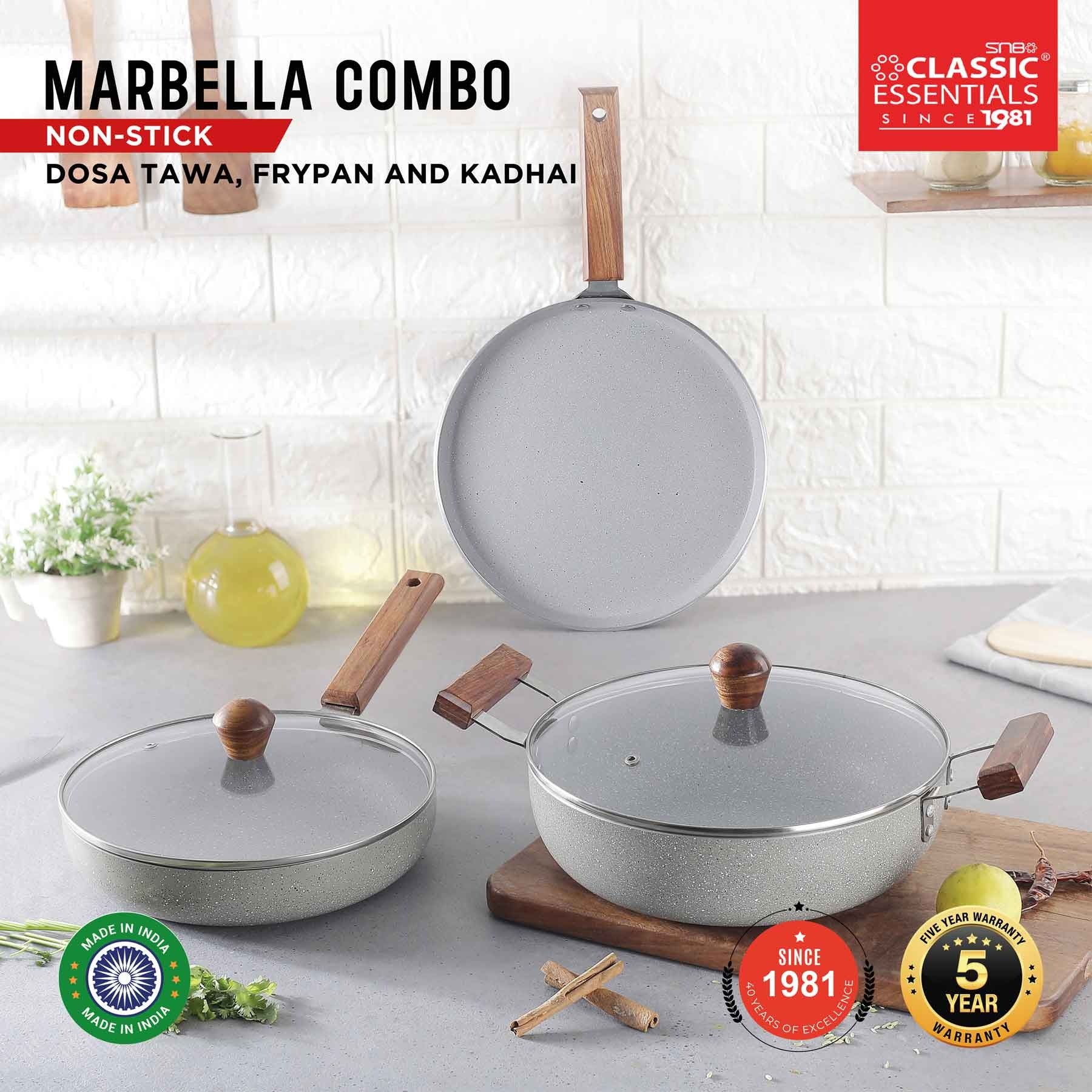 Classic Essentials Marbella Combo Non-Stick Dosa Tawa Frypan and Kadhai