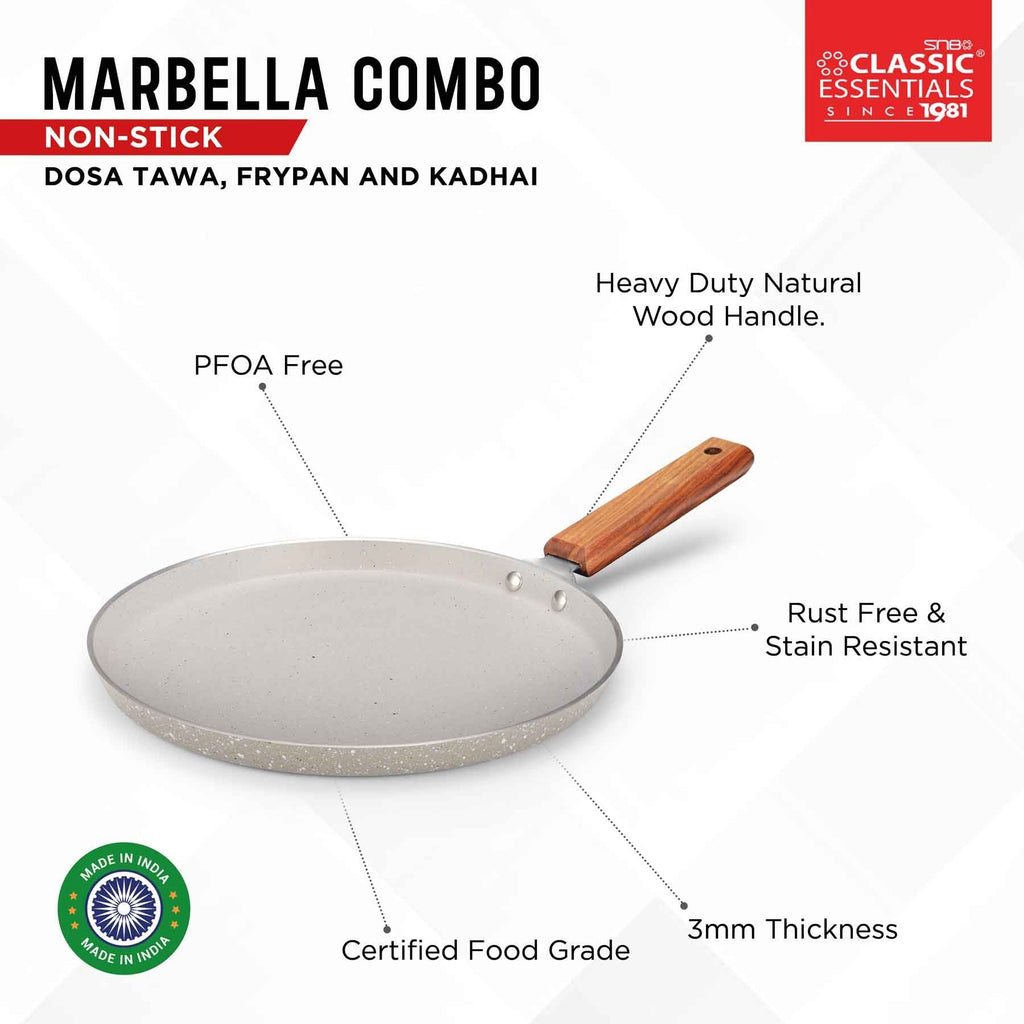 Classic Essentials Marbella Combo Non-Stick Dosa Tawa Frypan and Kadhai