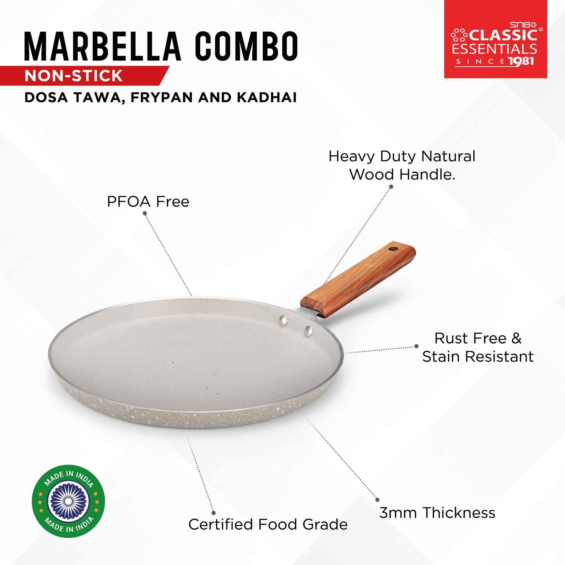 Classic Essentials Marbella Combo Non-Stick Dosa Tawa Frypan and Kadhai