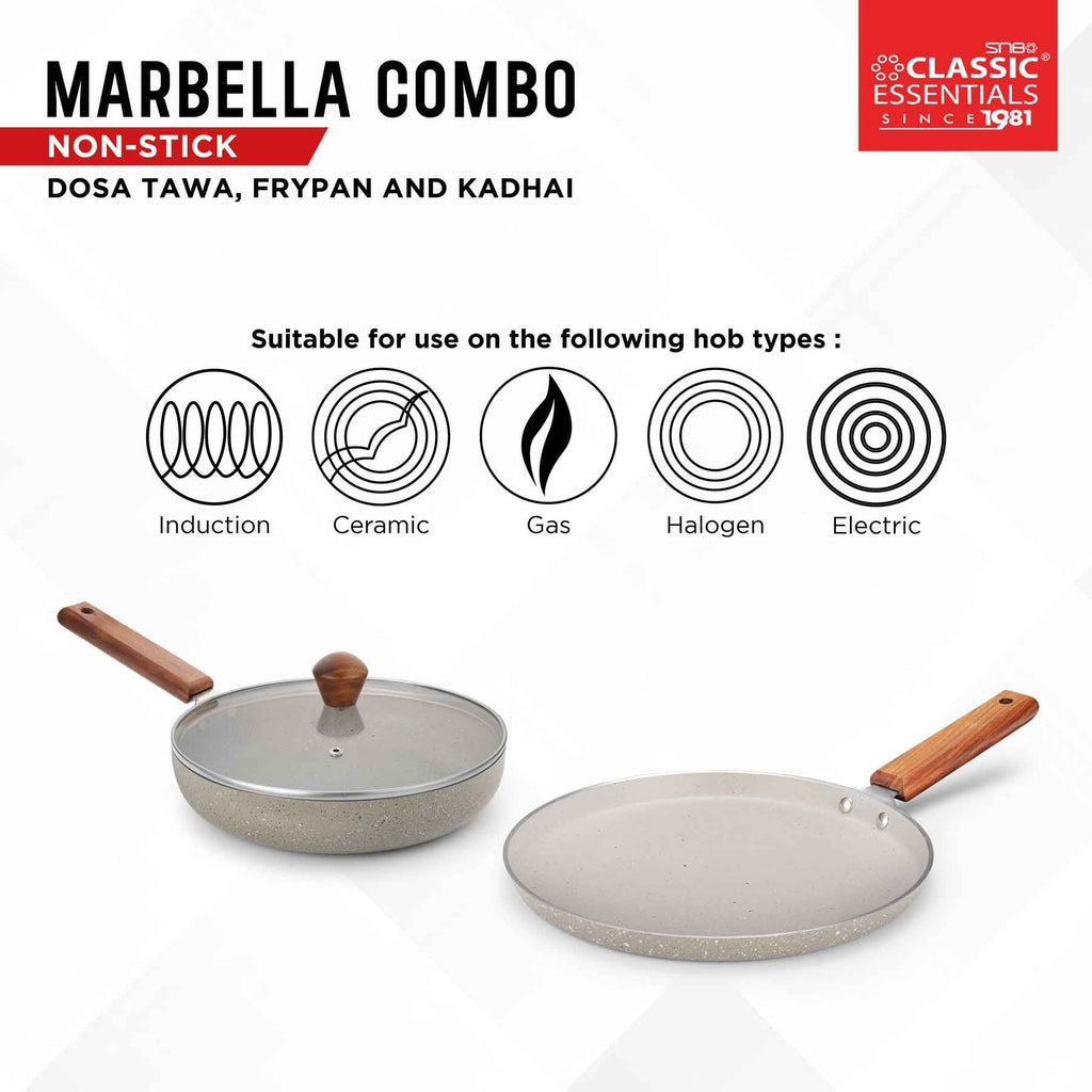 Classic Essentials Marbella Combo Non-Stick Dosa Tawa Frypan and Kadhai