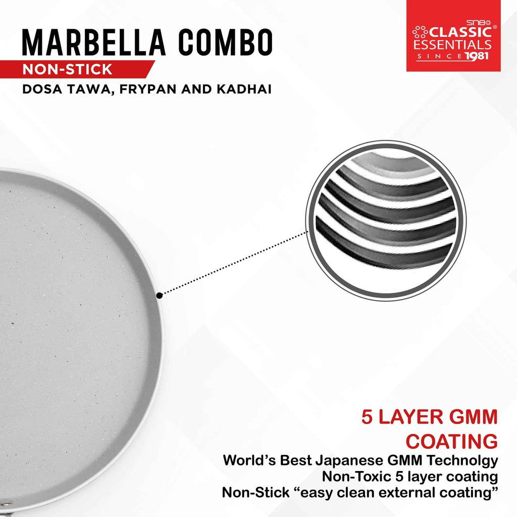 Classic Essentials Marbella Combo Non-Stick Dosa Tawa Frypan and Kadhai