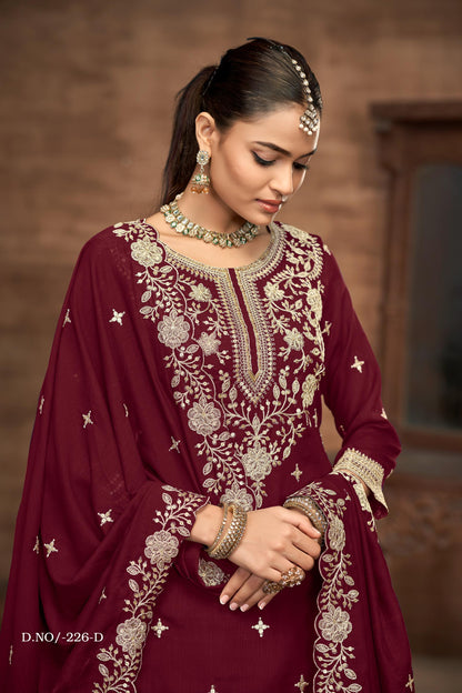 Anaita Violet Premium Embroidered Vichitra Silk Lehenga Style Suit