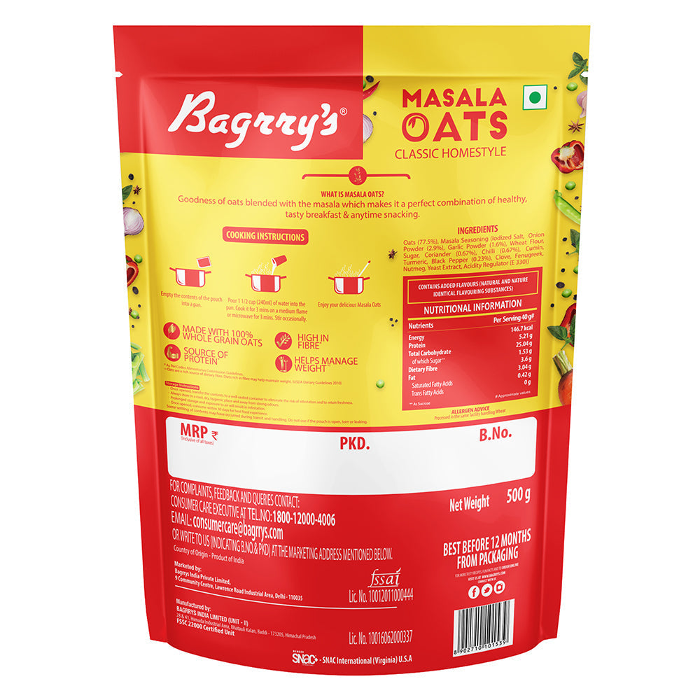 Bagrry's Masala Oats - Classic Homestyle - 500 gms