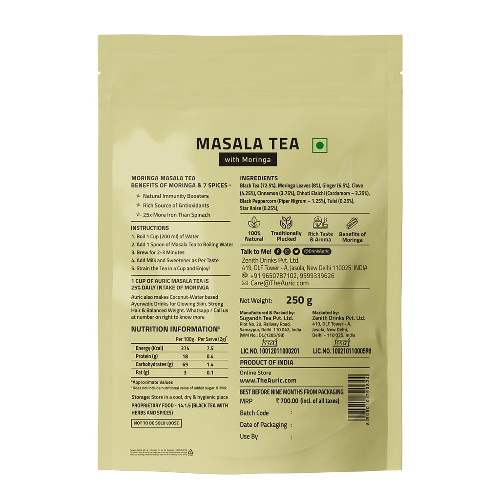 Auric Masala Tea Kadak Masala Chai Powder with Moringa