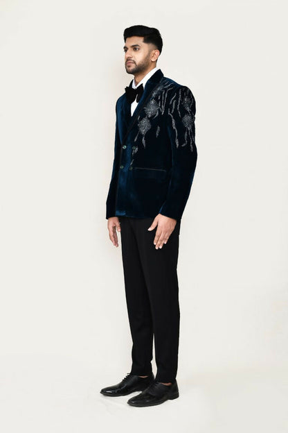 Joban Fashion White Colored Imported Velvet Fabric Coat,Shirt, Pant And Bow