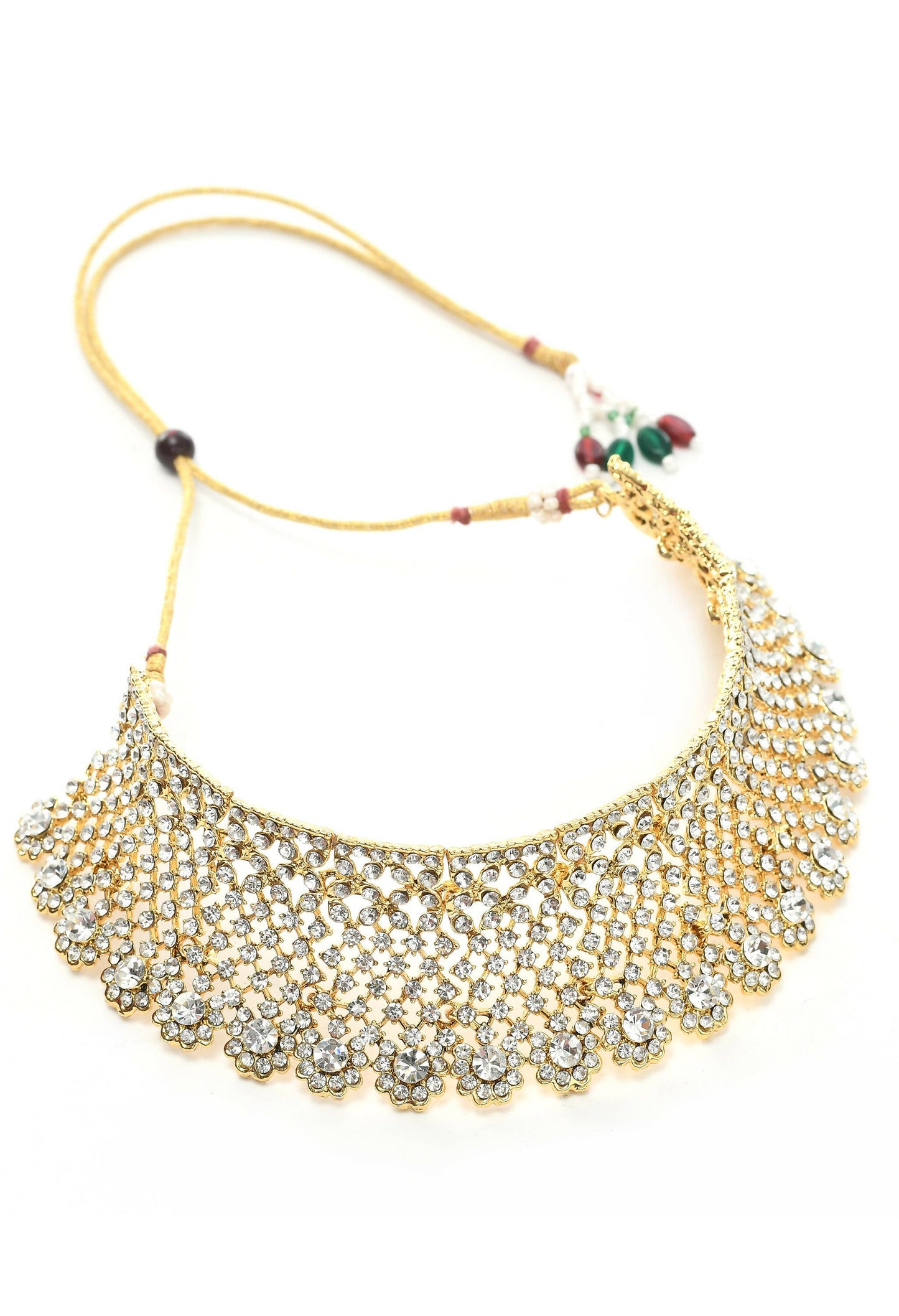 Mominos Fashion Johar Kamal Traditional Rajwadi Design Heavy Golden Colour Necklace Set