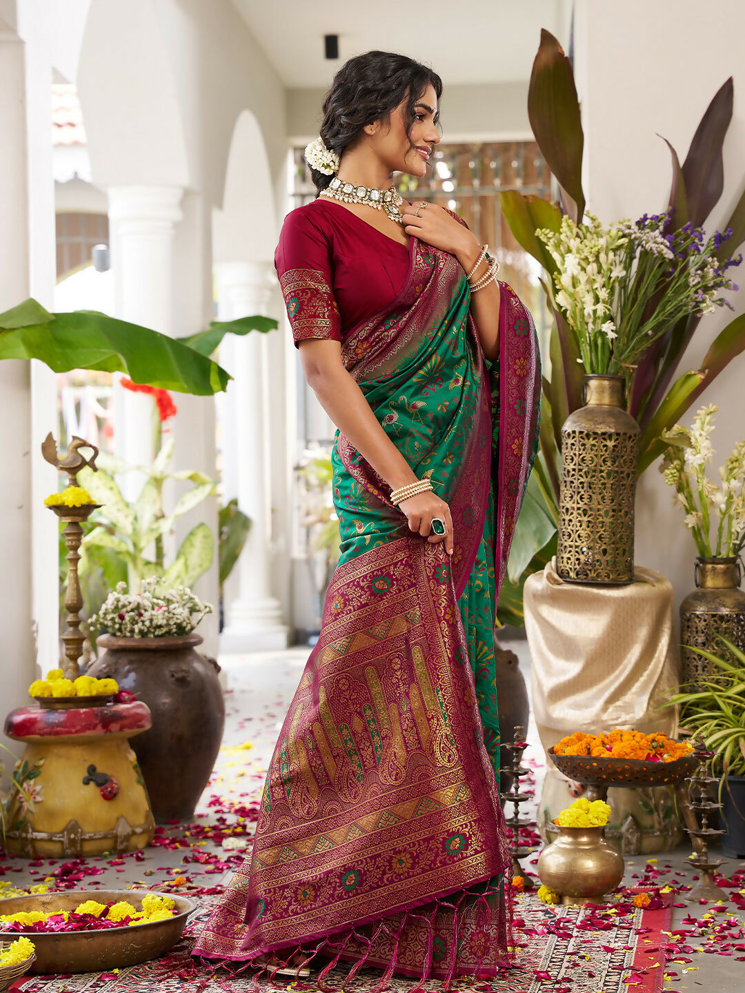Shree Shyam Fashion Green Soft Silk Saree