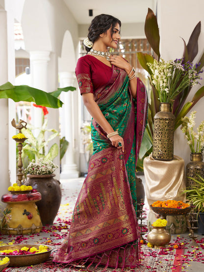 Shree Shyam Fashion Green Soft Silk Saree