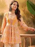 Sangria Women's Floral Printed Cotton Peplum Top