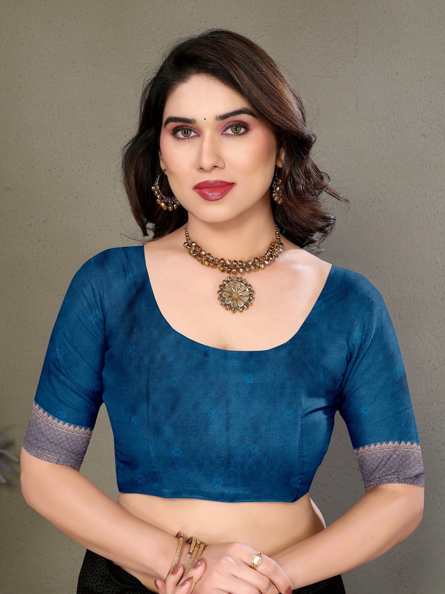 Vedant Vastram Litchi Silk Banarasi Silk Saree - Rama