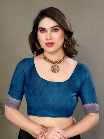 Vedant Vastram Litchi Silk Banarasi Silk Saree - Rama