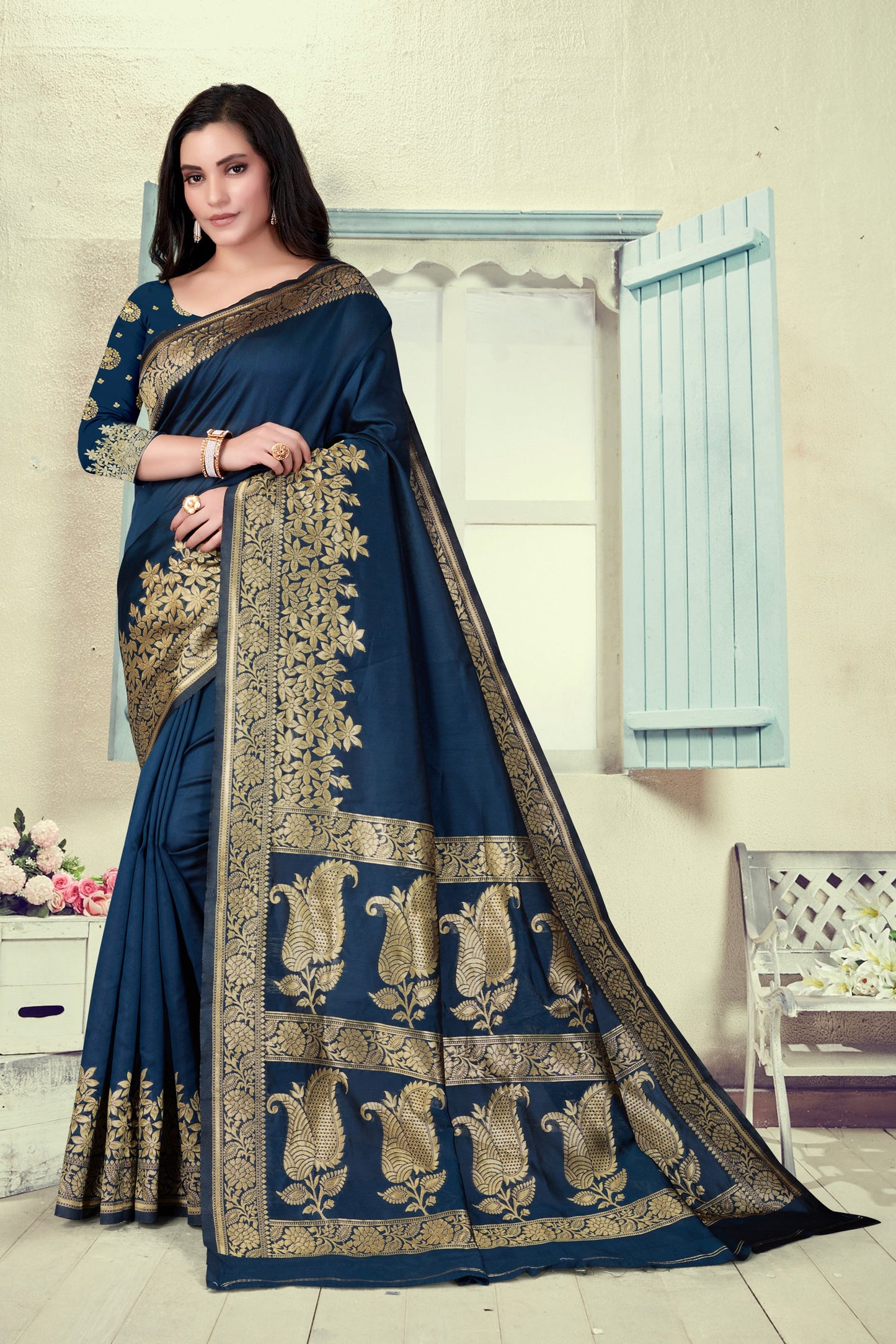 Vedant Vastram Litchi Silk Designer Banarasi Saree - Morpich