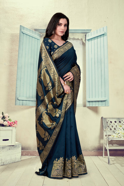 Vedant Vastram Litchi Silk Designer Banarasi Saree - Morpich