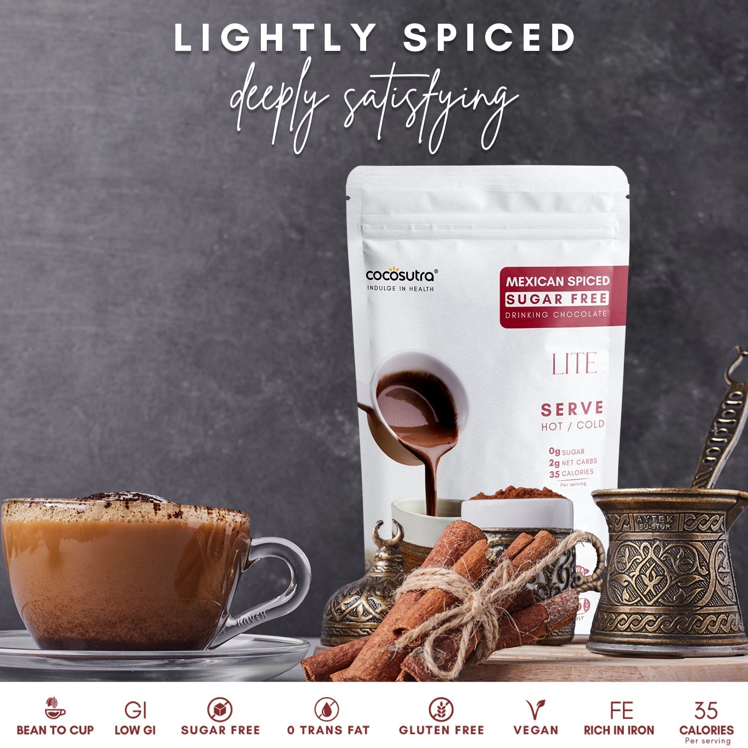 Cocosutra Sugar Free Drinking Chocolate Mix Mexican Spiced - 200 gms