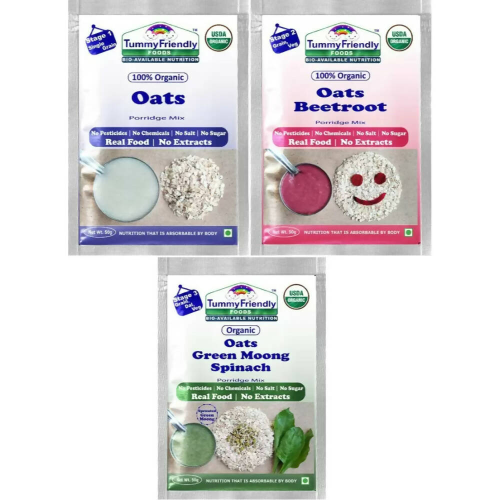 TummyFriendly Foods Certified Oats Porridge Mixes - Stage1, Stage2, Stage3