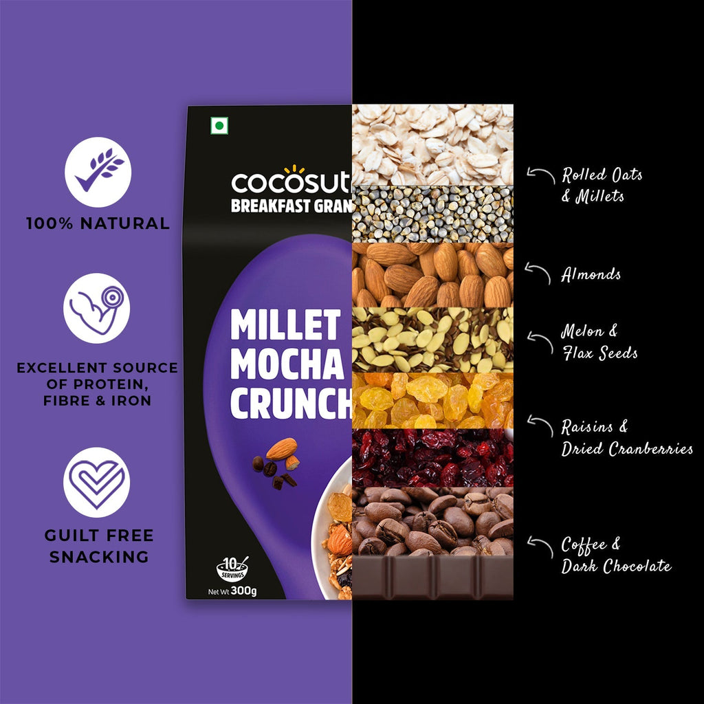 Cocosutra Millet Mocha Crunch Breakfast Granola - 300 gms