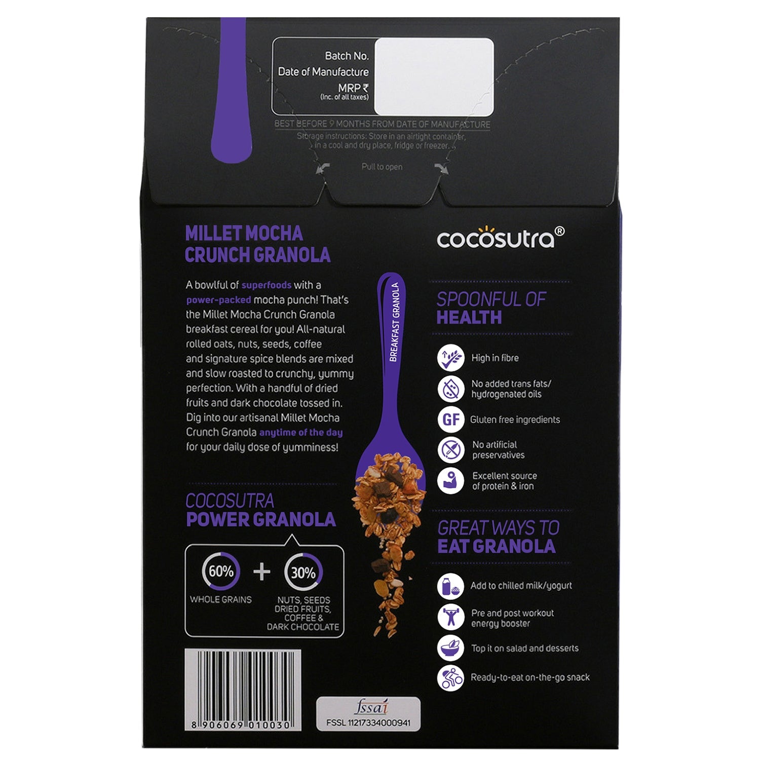 Cocosutra Millet Mocha Crunch Breakfast Granola - 300 gms