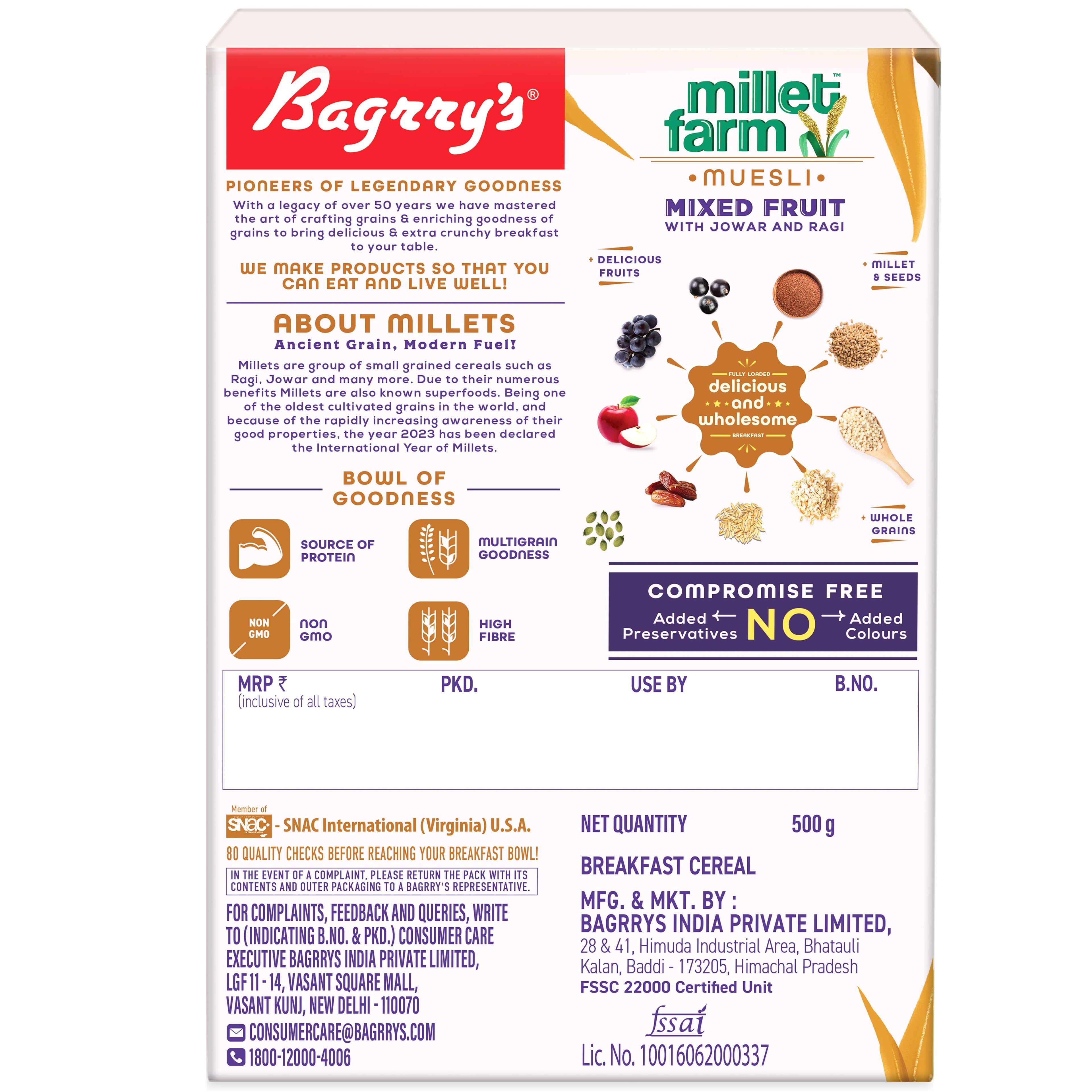 Bagrry's  Millet Farm – Mixed Fruit - 500 gms