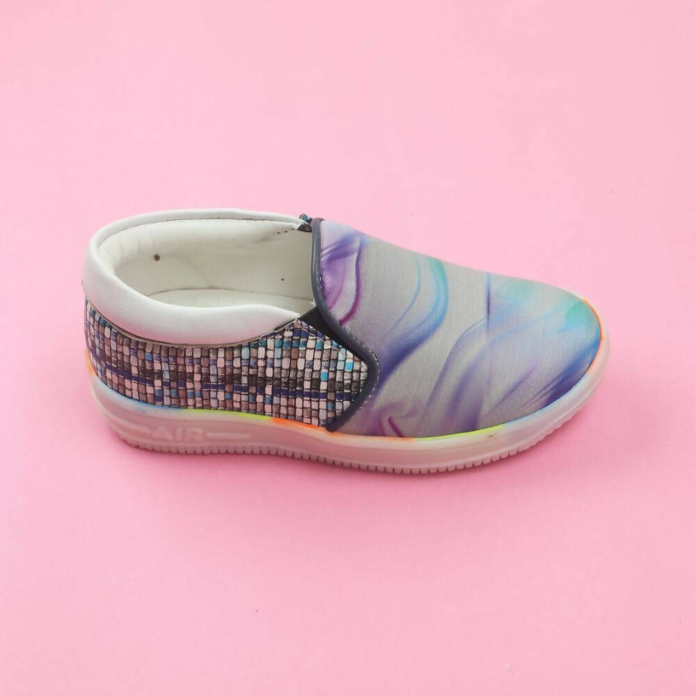 Tiny Bugs Unisex Sea Printed Slip Ons Sneakers - Grey