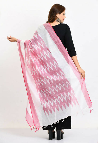 Mominos Fashion Moeza Women's Handloom Cotton Ikkat Baby Pink Dupatta