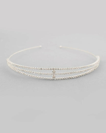VOJ Silver Plated AD Stone Studded Hair Band