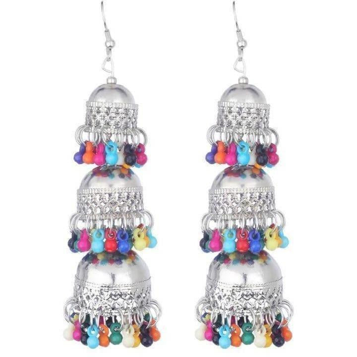 MS Fashion India Tassel Small Hanging Jhumka Multicolor Pearls Earrings For Occasions