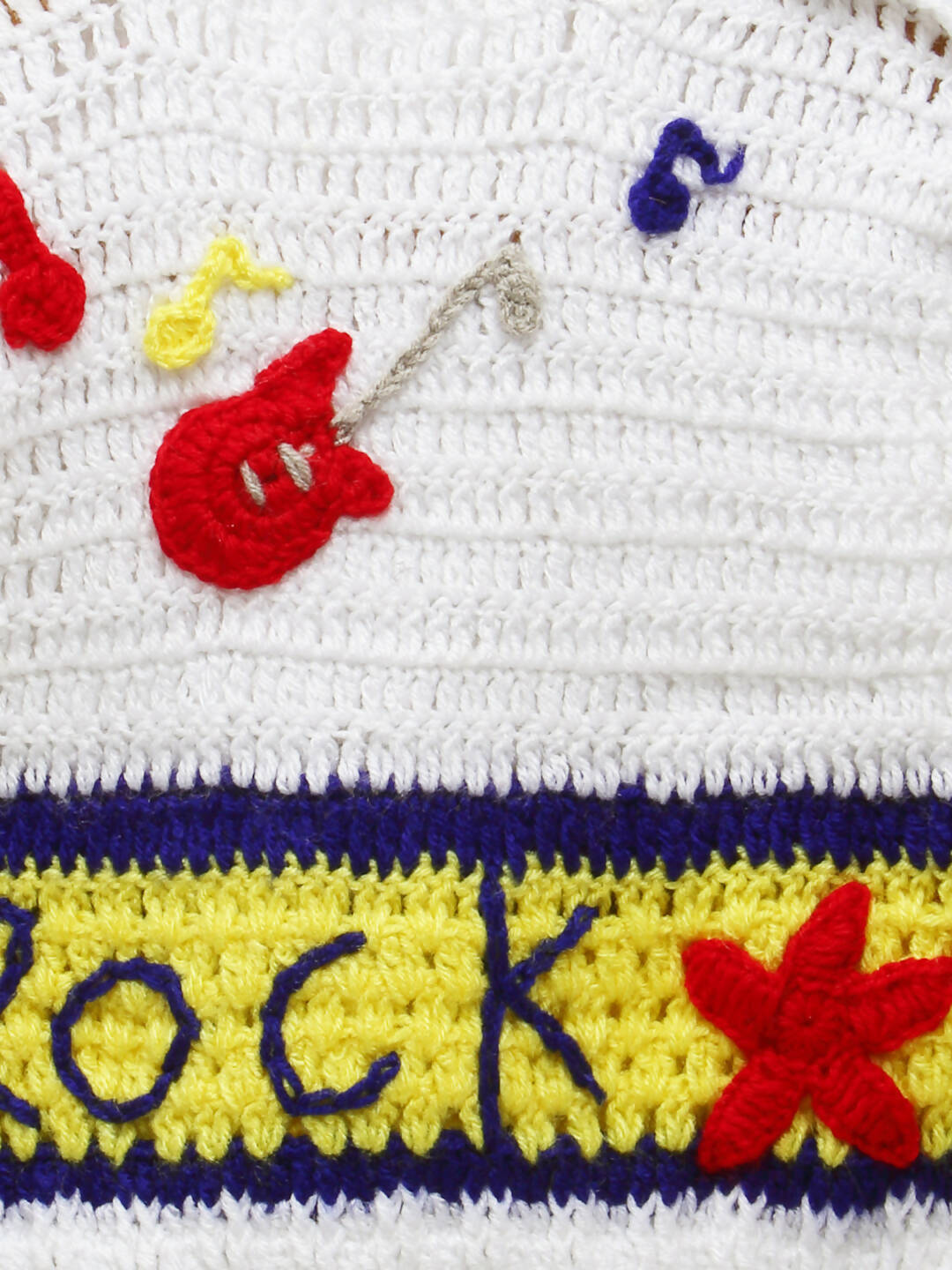 Chutput Kids White Coloured Solid Pullover with ROCK Detail
