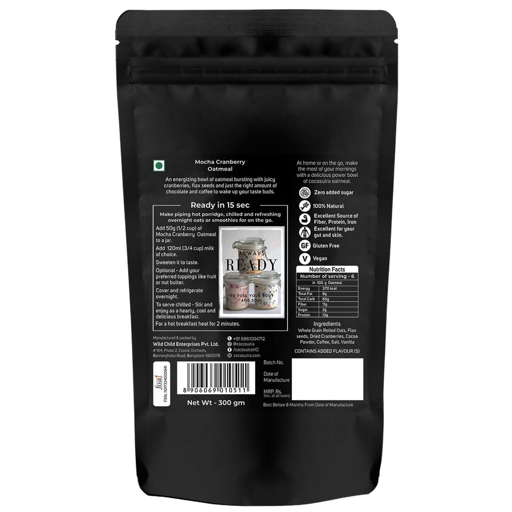 Cocosutra Mocha Cranberry Oatmeal - 300 gms
